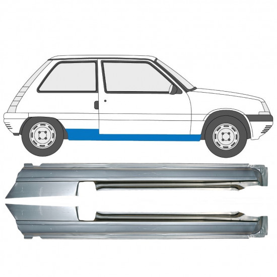 Opravný plech prahu pre Renault 5 1984-1996 / Ľavá+Pravá / Sada 9706