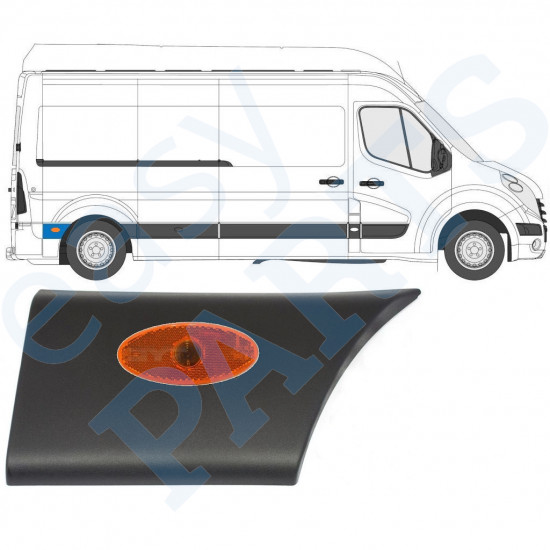 Bočná lišta zadného blatníka so svetlom pre Renault Master 2010- / Pravá /  10551