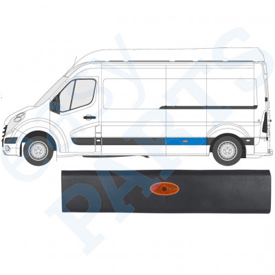 Bočná lišta so svetlom pre Renault Master 2010- / LWB / Ľavý /  10549