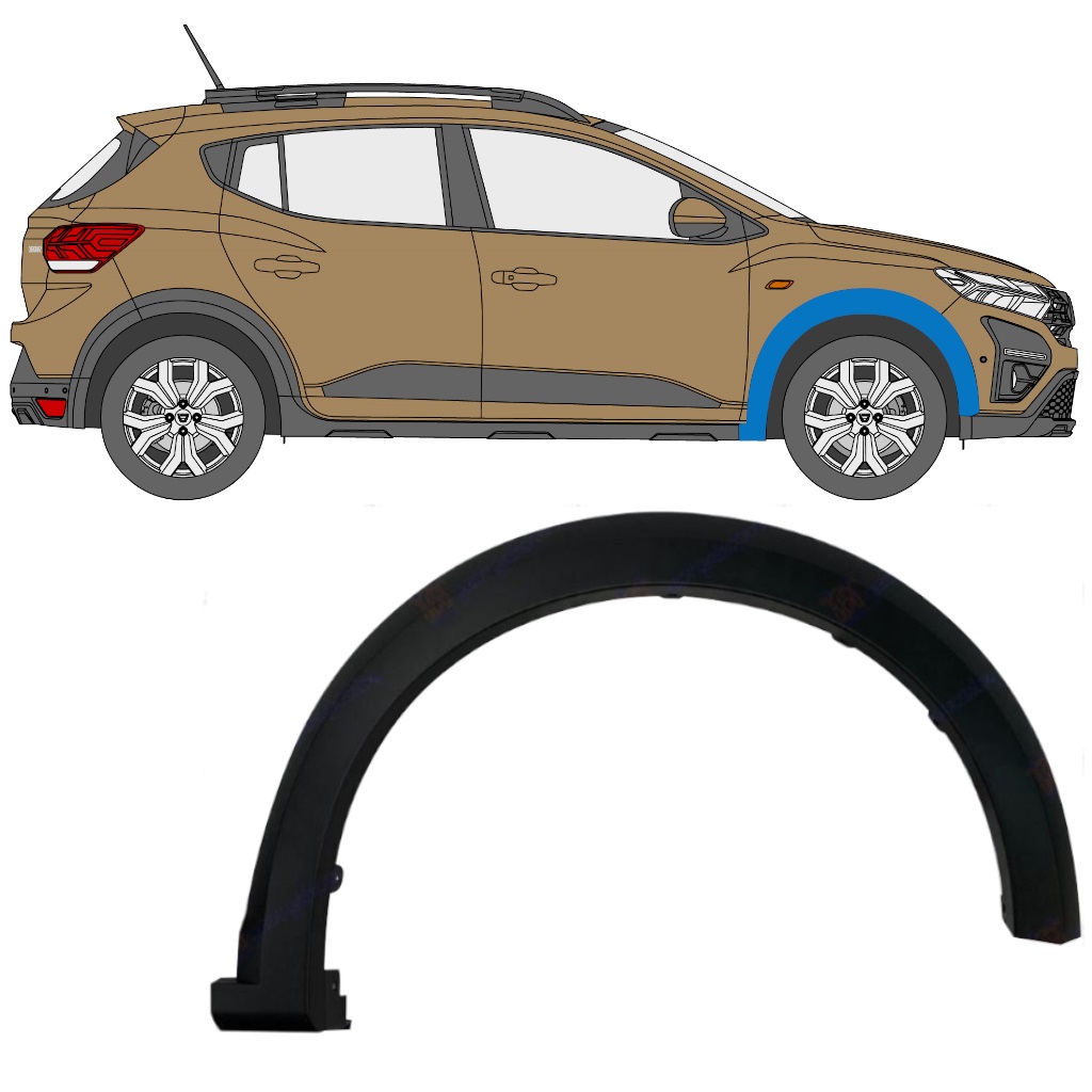 Bočná Lišta Predného Blatníka Pre Dacia Sandero Stepway 2021- / Pravá 11818