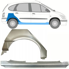 Opravný plech prahu + zadného blatníka pre Renault Megane I Scenic 1995-2003 / Pravá / Sada 10099
