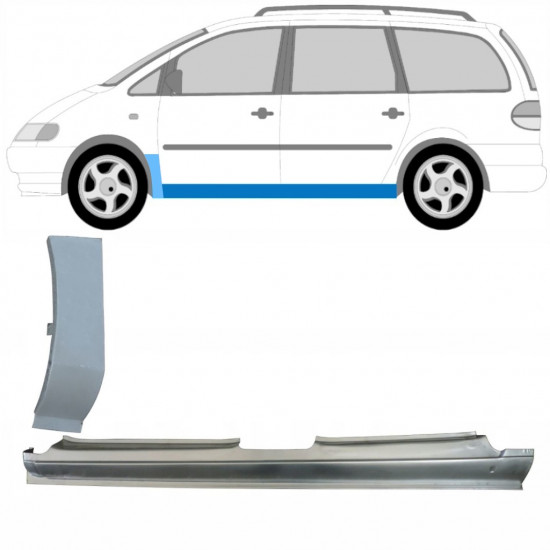 Kompletný prah + opravný plech predného blatníka pre Volkswagen Sharan 1995-2010 / Ľavý / Sada 10369