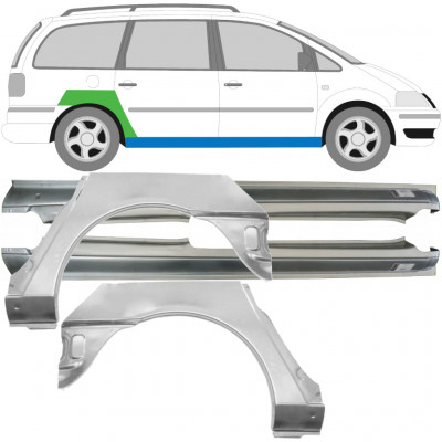 Celý prah + opravný plech zadného blatníka pre Volkswagen Sharan 1995-2000 / Sada 9490