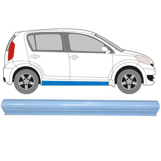 Opravný plech spodnej časti prahu pre Daihatsu Sirion 2005-2010 / Vľavo = Vpravo (symetrické) 17266