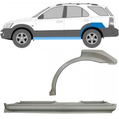 Celý prah + opravný plech zadného blatníka pre Kia Sorento 2002-2009 / Ľavý / Sada 11712