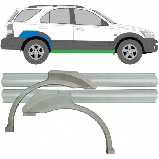 Opravný plech prahu + zadného blatníka pre Kia Sorento 2002-2009 / Sada 10696