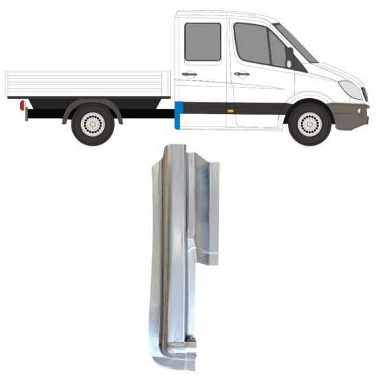 Opravný plech zadného rohu pre Mercedes Sprinter 2006-2018 / Pravá / Dvojitá kabína 14977