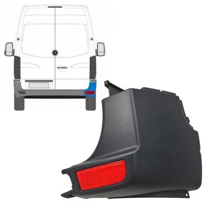 Roh zadného nárazníka s odrazkou pre Mercedes Sprinter 2006-2018 / Pravá / Sada 9724