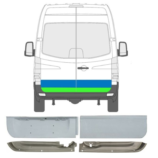 Opravný plech zadných dverí pre Mercedes Sprinter 2006-2018 / Ľavá+Pravá / Sada 6050