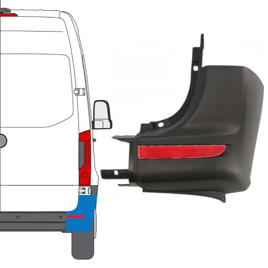 Roh zadného nárazníka s odrazkou pre Mercedes Sprinter 2018- / Pravá / Sada 14949