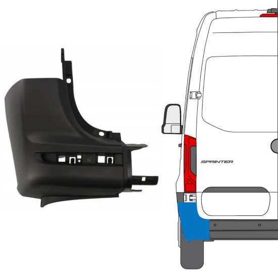 Zadný roh nárazníka pre Mercedes Sprinter 2018- / Ľavý 14944