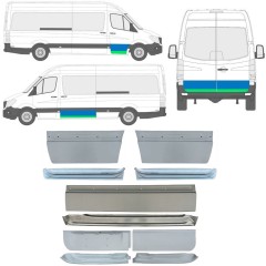 Opravný plech vnútorných + vonkajších dverí pre Mercedes Sprinter 2006-2018 / Ľavá+Pravá / Sada 11319