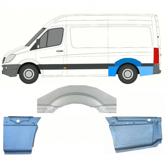 Lem zadného blatníka pre Mercedes Sprinter 2006- / MWB / Ľavý / Sada 8716