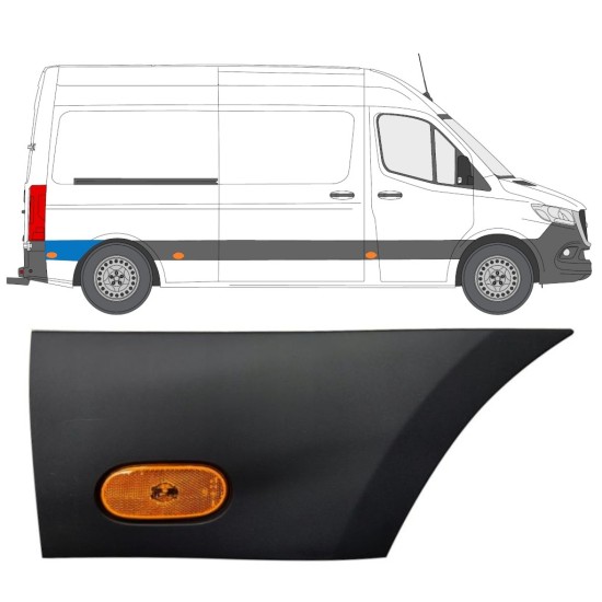 Bočná lišta zadného blatníka so svetlom pre Mercedes Sprinter 2018- / Pravá / Sada 12966
