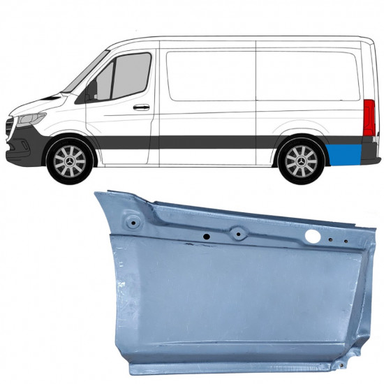 Opravný plech spodnej časti zadného blatníka za kolesom pre Mercedes Sprinter 2018- / SWB / MWB / Štandardná / Ľavý 8188