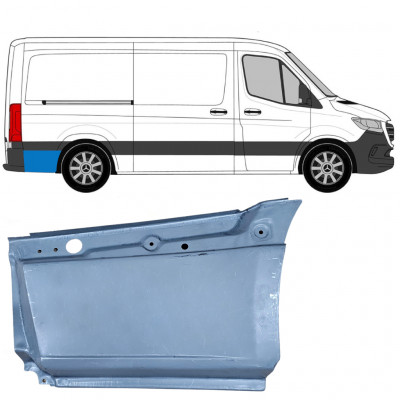 Opravný plech spodnej časti zadného blatníka za kolesom pre Mercedes Sprinter 2018- / SWB / MWB / Štandardná / Pravá 8187