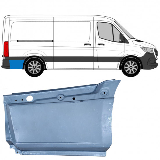 Opravný plech spodnej časti zadného blatníka za kolesom pre Mercedes Sprinter 2018- / SWB / MWB / Štandardná / Pravá 8187