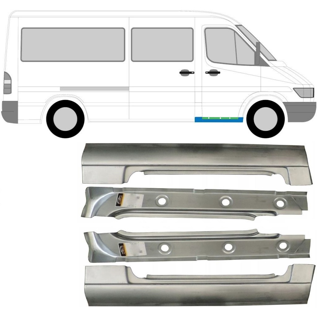 Opravný Plech Predného Prahu Vnútorný + Vonkajší Pre Mercedes Sprinter 1995-2006 / Ľavá+Pravá / Sada 10435