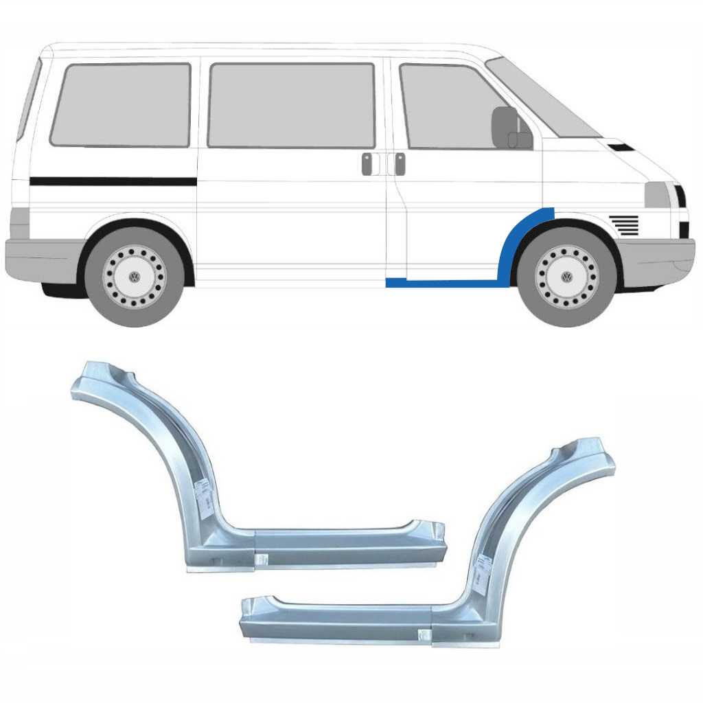 Opravný Plech Prahu + Predného Podbehu Pre Volkswagen Transporter T4 1990-2003 / Ľavá+Pravá / Sada 10671