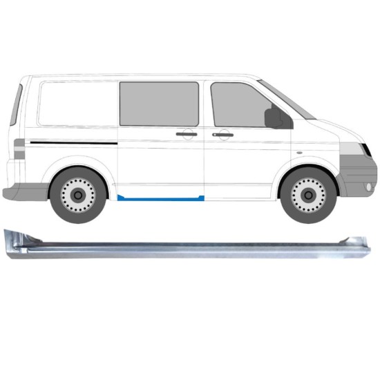 Kompletný prah posuvných dverí pre Volkswagen Transporter T5 2003-2015 / Pravá 16975