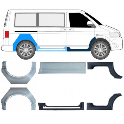 Opravný plech prahu + zadného blatníka pre Volkswagen Transporter T5 2003- / SWB / Sada 11534