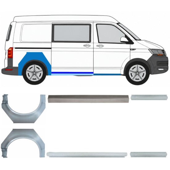 Opravný plech prahu + zadného blatníka pre Volkswagen Transporter T6 2015-2024 17137