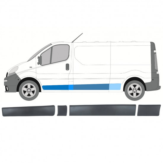 Sada líšt pre Renault Trafic Opel Vivaro Primastar 2001-2014 / LWB / Ľavý /  8572