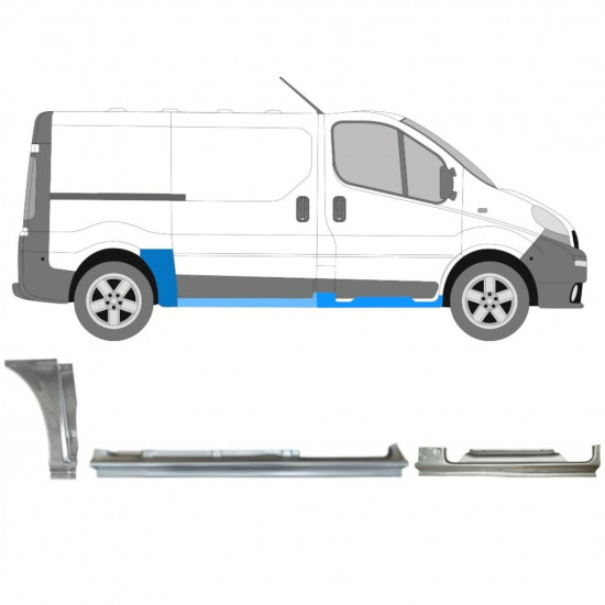 Opravný plech sada pre Renault Trafic Opel Vivaro 2001-2014 / SWB / Pravá /  11228