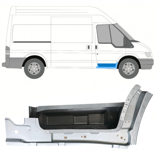 Opravný plech prahu predného schodu vnútorný pre Ford Transit 2000-2013 / Pravá 8256