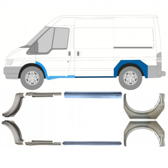 Opravný plech prahu + zadného blatníka pre Ford Transit 2000-2013  / SWB / Sada 12674