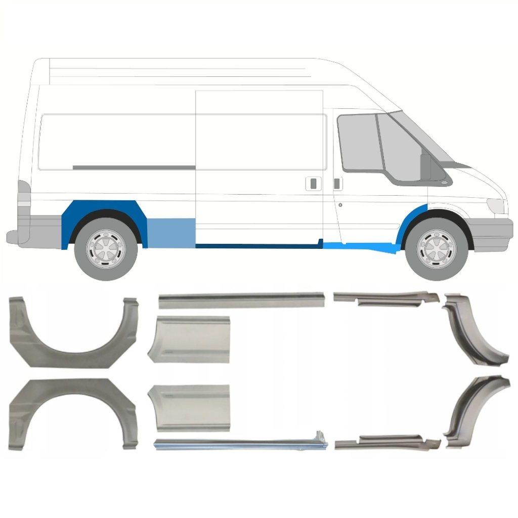 Opravný Plech Prahu + Zadného Blatníka Pre Ford Transit 2000-2013 / Ľavá+Pravá / Sada 10640
