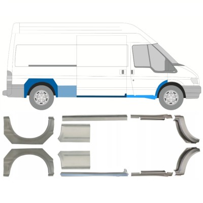 Opravný plech prahu + zadného blatníka pre Ford Transit 2000-2013 / Ľavá+Pravá / Sada 10640