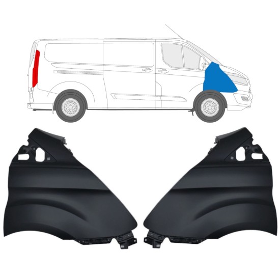 Predný blatník pre Ford Transit Custom 2013-2017 / Ľavá+Pravá / Sada 17097