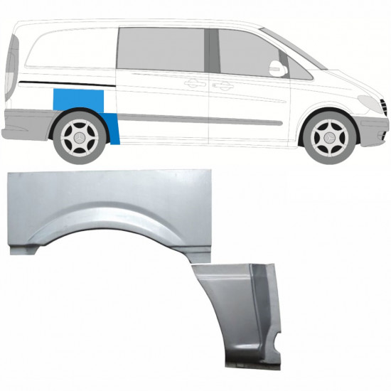 Lem zadného blatníka pre Mercedes Vito 2003-2010 / SWB / Pravá / Sada 9277