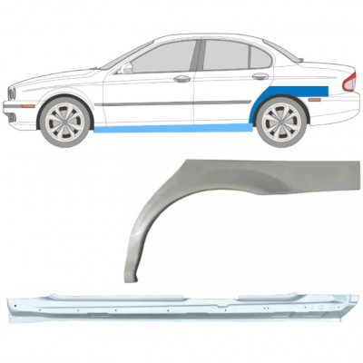 Opravný plech prahu + zadného blatníka pre Jaguar X-Type 2001-2009 / Ľavý / Sada 12621