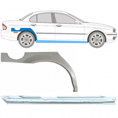 Opravný plech prahu + zadného blatníka pre Jaguar X-Type 2001-2009 / Pravá / Sada 12620